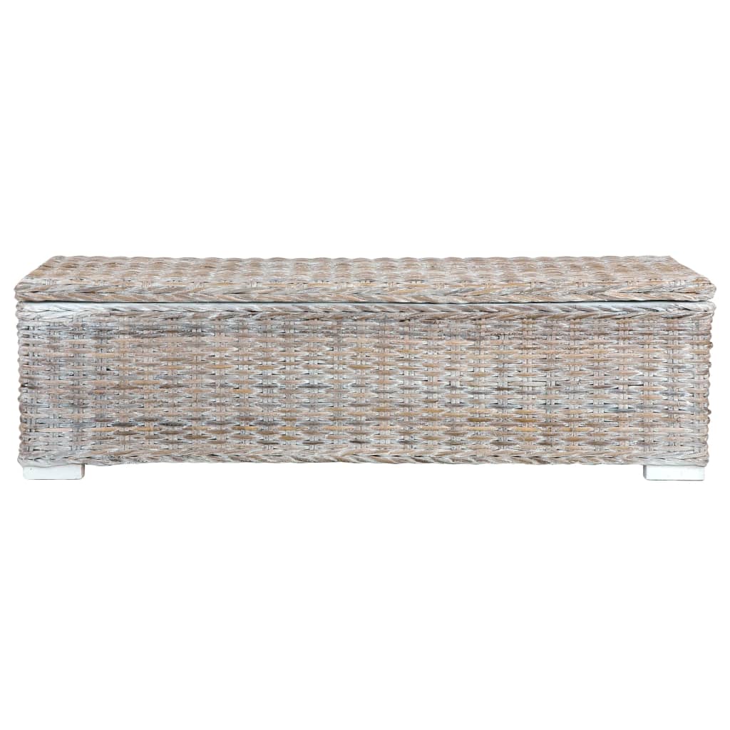 Aufbewahrungsbox 120 cm Weiß Kubu-Rattan und Massivholz Mango