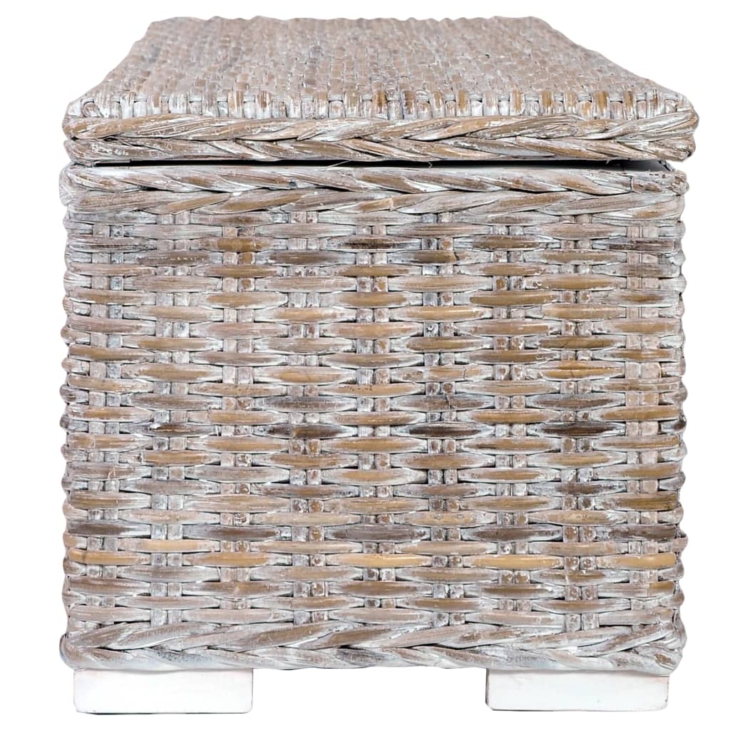 Aufbewahrungsbox 120 cm Weiß Kubu-Rattan und Massivholz Mango