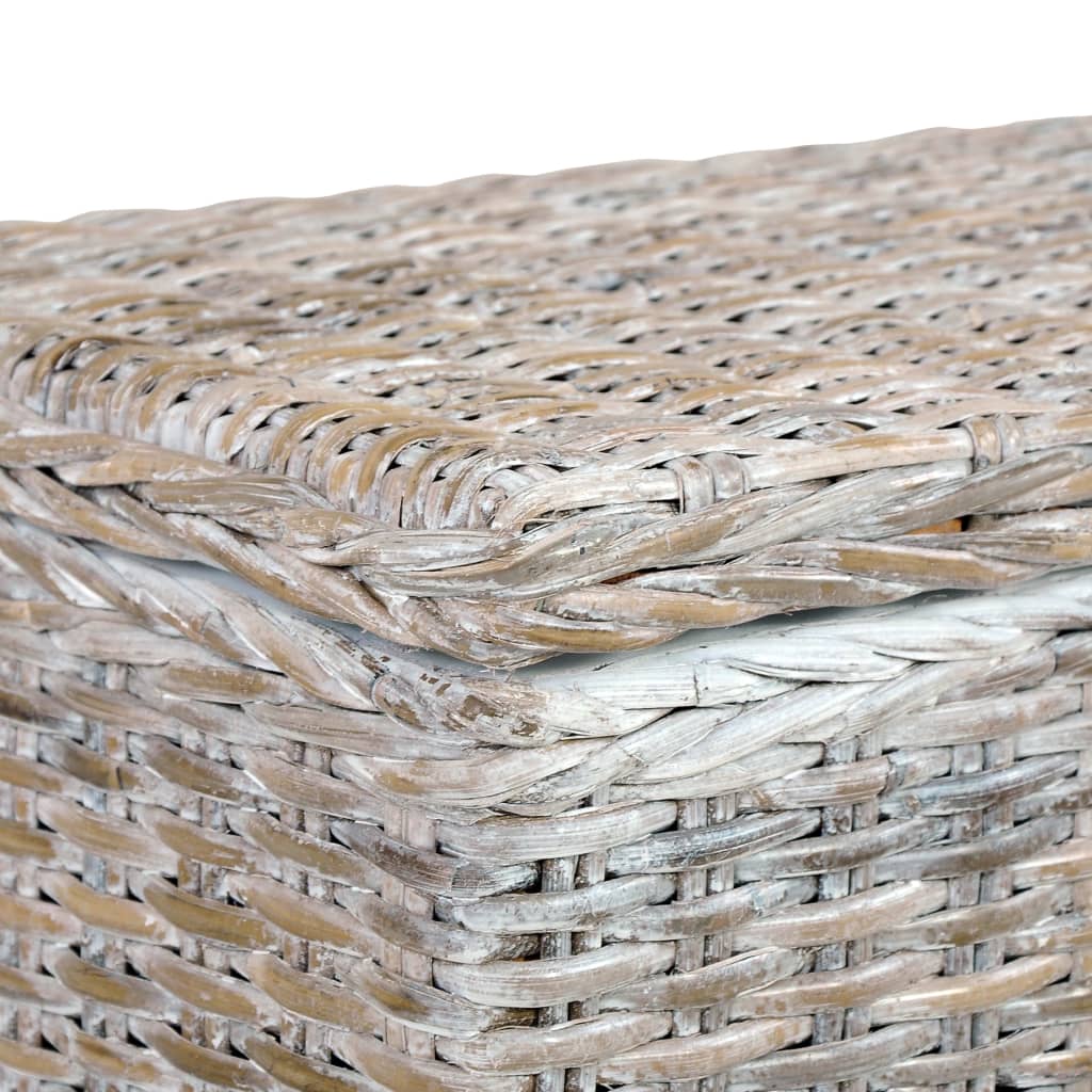 Aufbewahrungsbox 120 cm Weiß Kubu-Rattan und Massivholz Mango