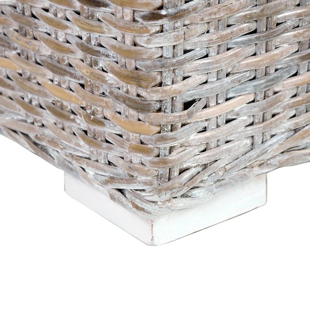 Aufbewahrungsbox 120 cm Weiß Kubu-Rattan und Massivholz Mango