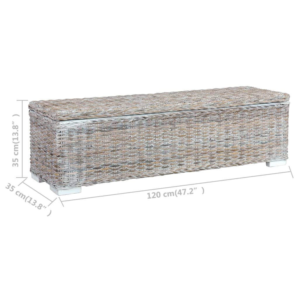 Aufbewahrungsbox 120 cm Weiß Kubu-Rattan und Massivholz Mango