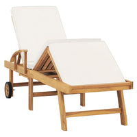 Thumbnail for Sonnenliege mit Auflage Massivholz Teak Creme