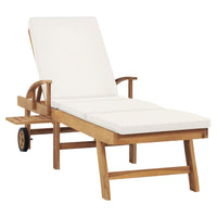 Thumbnail for Sonnenliege mit Auflage Massivholz Teak Creme