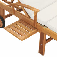 Thumbnail for Sonnenliege mit Auflage Massivholz Teak Creme