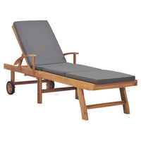 Thumbnail for Sonnenliege mit Auflage Massivholz Teak Dunkelgrau