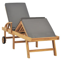 Thumbnail for Sonnenliege mit Auflage Massivholz Teak Dunkelgrau