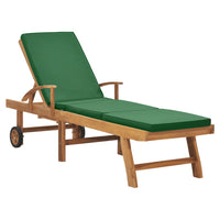 Thumbnail for Sonnenliege mit Auflage Massivholz Teak Grün