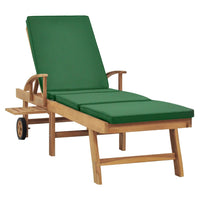 Thumbnail for Sonnenliege mit Auflage Massivholz Teak Grün