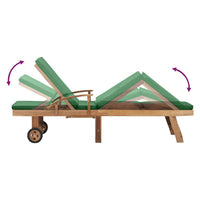 Thumbnail for Sonnenliege mit Auflage Massivholz Teak Grün