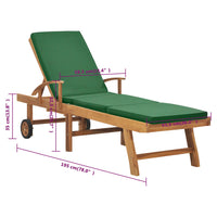 Thumbnail for Sonnenliege mit Auflage Massivholz Teak Grün