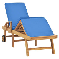 Thumbnail for Sonnenliege mit Auflage Massivholz Teak Blau