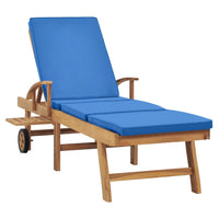 Thumbnail for Sonnenliege mit Auflage Massivholz Teak Blau