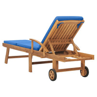Thumbnail for Sonnenliege mit Auflage Massivholz Teak Blau