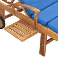 Thumbnail for Sonnenliege mit Auflage Massivholz Teak Blau