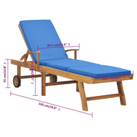 Thumbnail for Sonnenliege mit Auflage Massivholz Teak Blau
