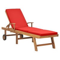 Thumbnail for Sonnenliege mit Auflage Massivholz Teak Rot
