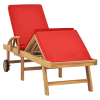 Thumbnail for Sonnenliege mit Auflage Massivholz Teak Rot