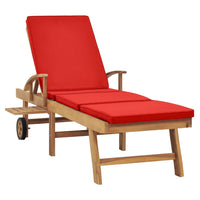 Thumbnail for Sonnenliege mit Auflage Massivholz Teak Rot
