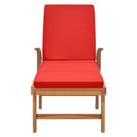 Thumbnail for Sonnenliege mit Auflage Massivholz Teak Rot