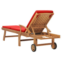 Thumbnail for Sonnenliege mit Auflage Massivholz Teak Rot