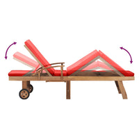 Thumbnail for Sonnenliege mit Auflage Massivholz Teak Rot