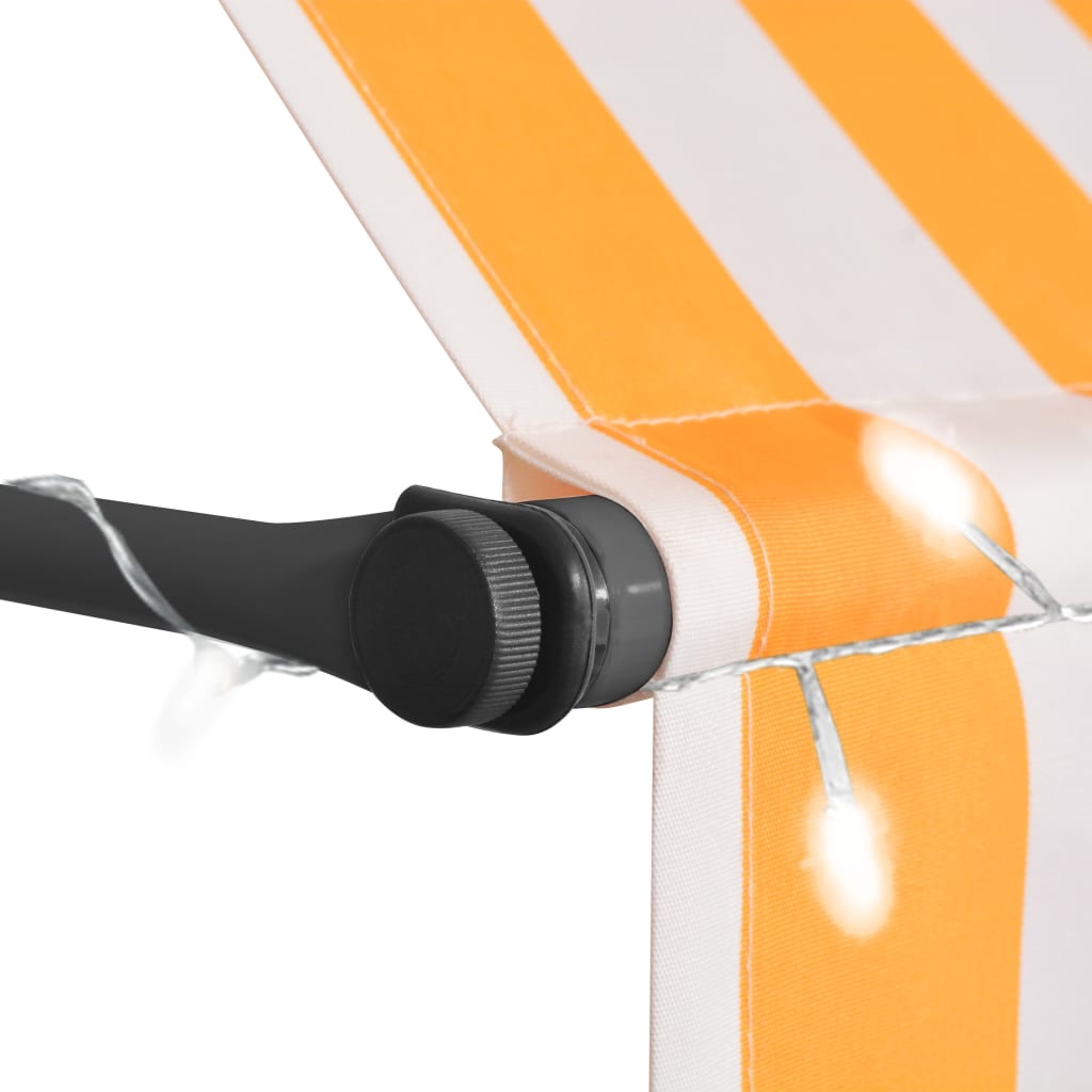 Einziehbare Markise Handbetrieben mit LED 150 cm Weiß Orange
