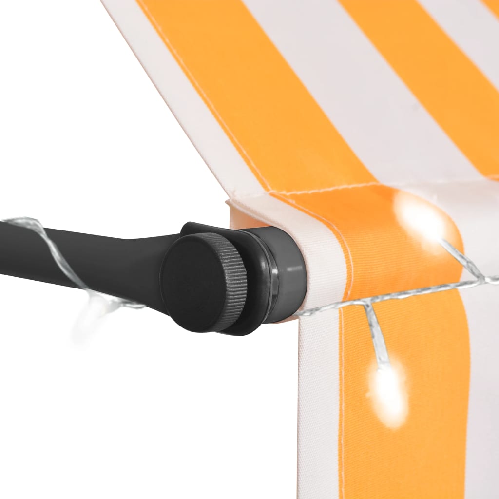 Einziehbare Markise Handbetrieben mit LED 400 cm Weiß Orange