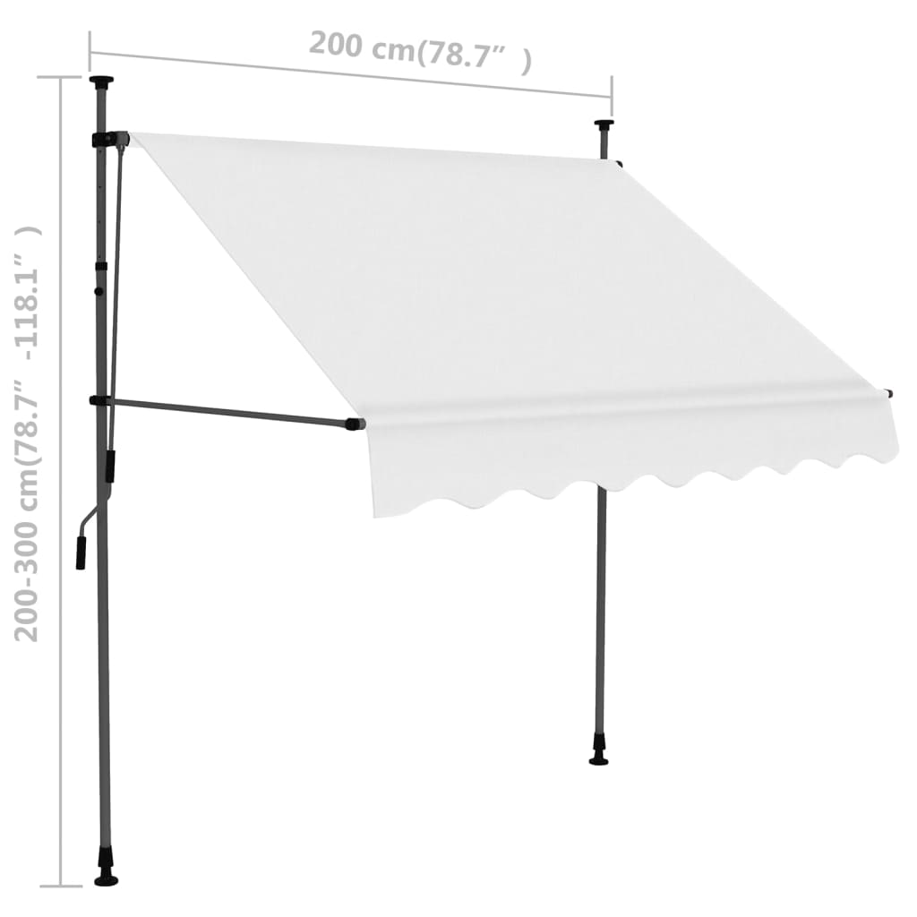 Einziehbare Markise Handbetrieben mit LED 200 cm Creme