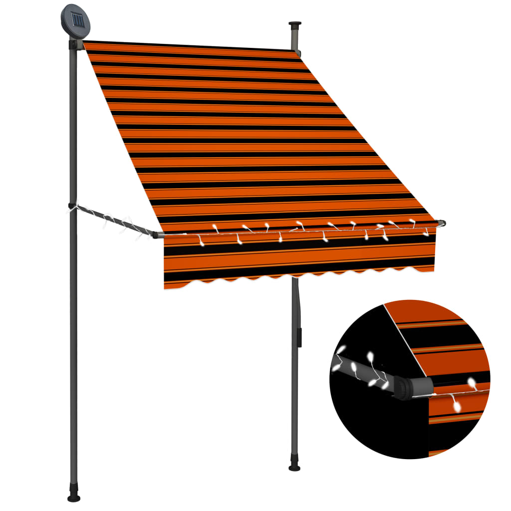 Einziehbare Markise Handbetrieben mit LED 100 cm Orange Braun