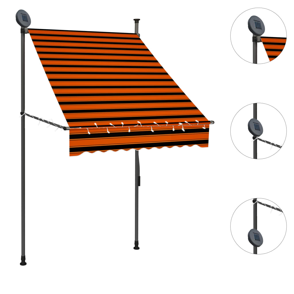 Einziehbare Markise Handbetrieben mit LED 100 cm Orange Braun