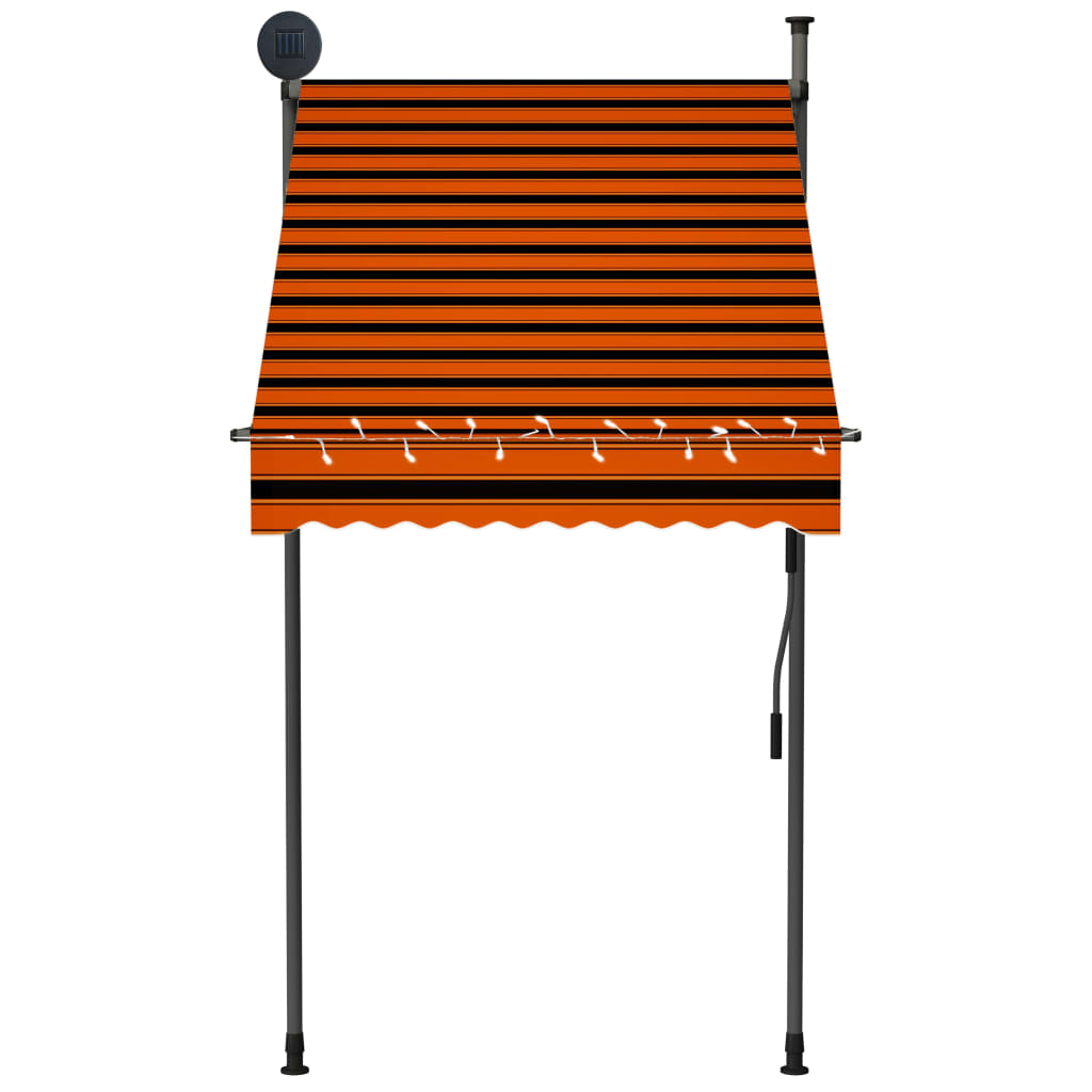 Einziehbare Markise Handbetrieben mit LED 100 cm Orange Braun