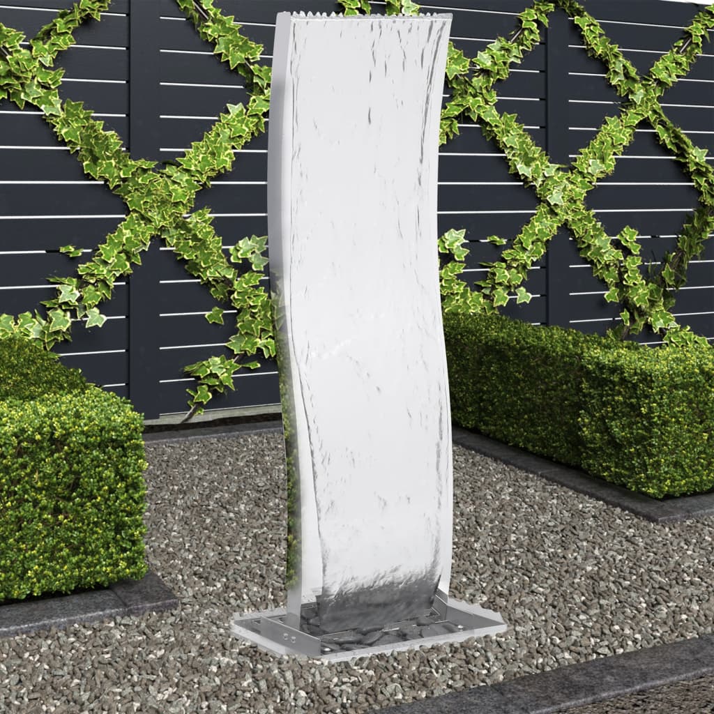 Gartenbrunnen mit Pumpe Edelstahl 130 cm Geschwungen