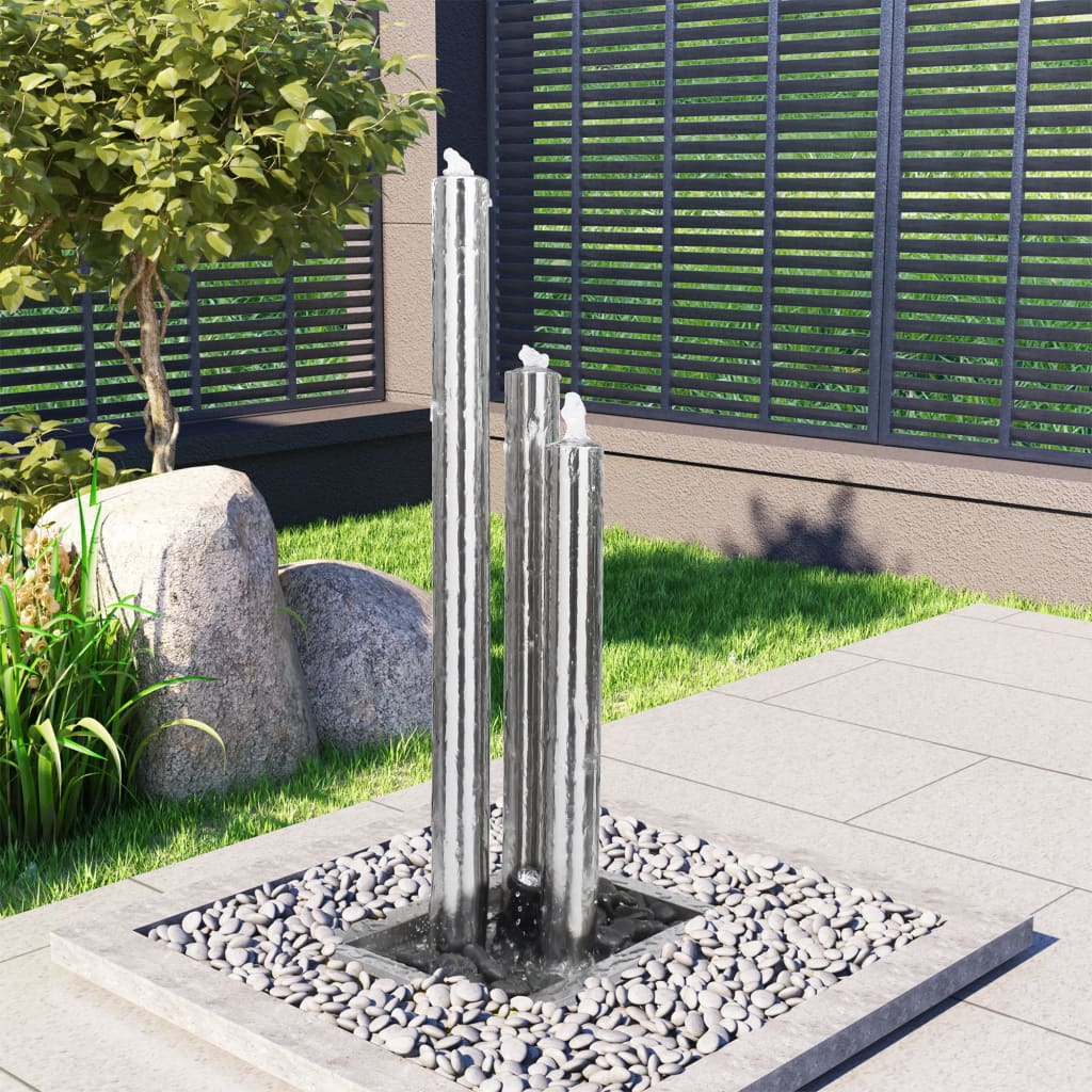 Gartenbrunnen Silbern 48x34x123 cm Edelstahl