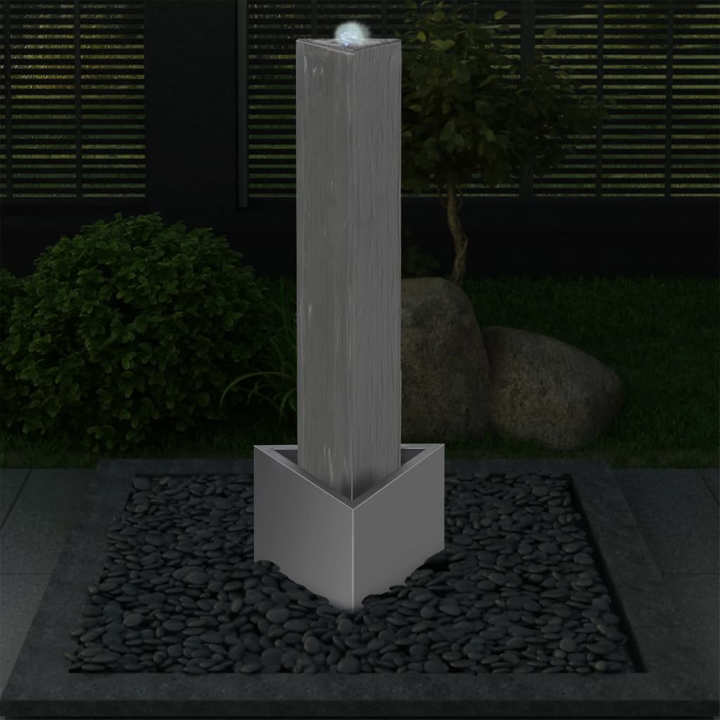 Gartenbrunnen Silbern 37,7x32,6x110 cm Edelstahl