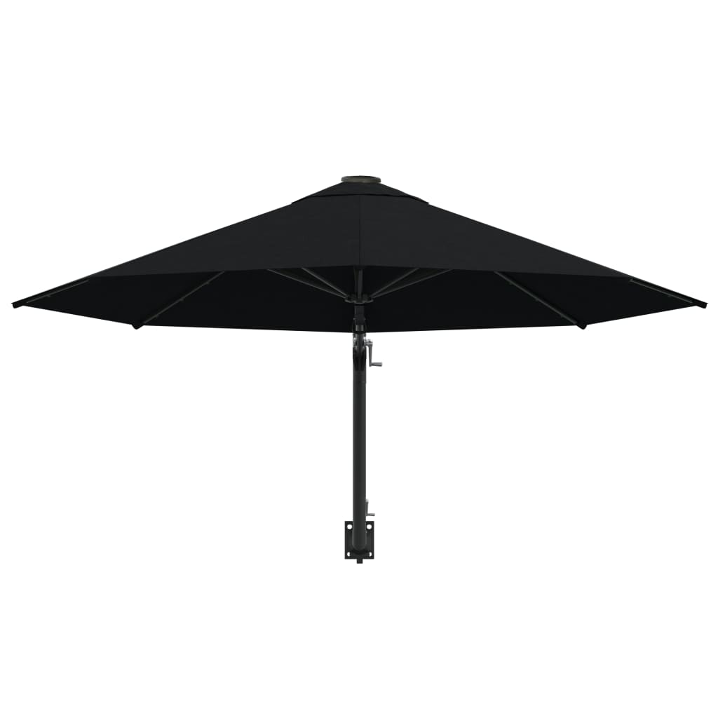 Sonnenschirm Wandmontage mit Metallmast 300 cm Schwarz