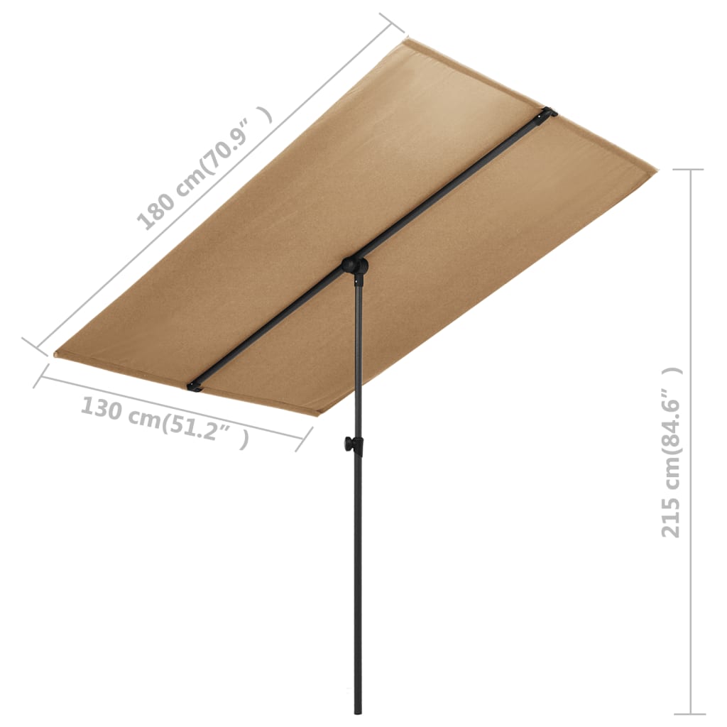 Sonnenschirm mit Aluminium-Mast 180 x 130 cm Taupe