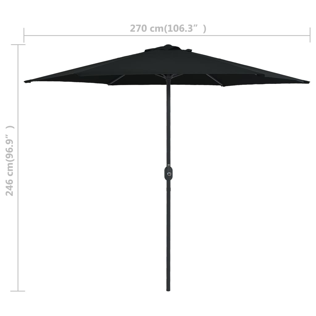 Sonnenschirm mit Aluminium-Mast 270 x 246 cm Schwarz