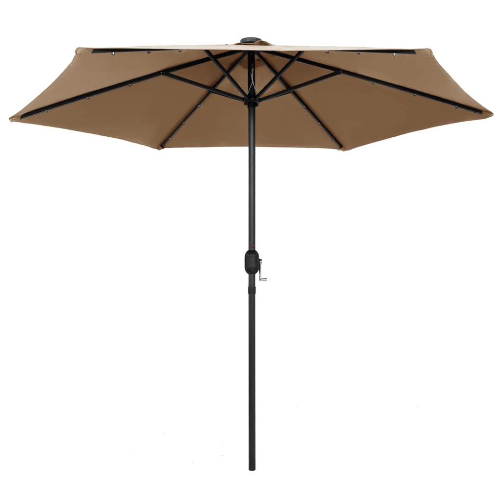 Sonnenschirm mit LED-Leuchten & Aluminium-Mast 270 cm Taupe