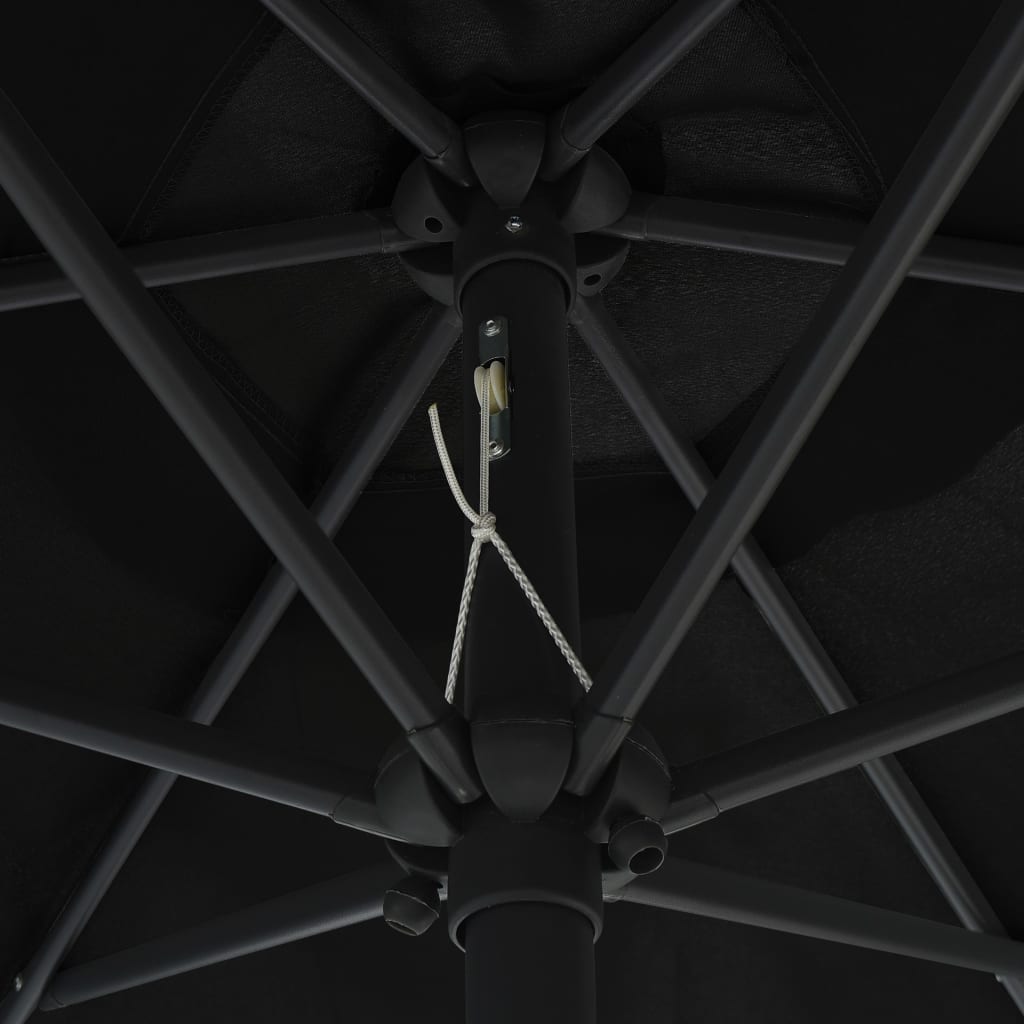 Sonnenschirm mit LED-Leuchten & Aluminium-Mast 270 cm Schwarz