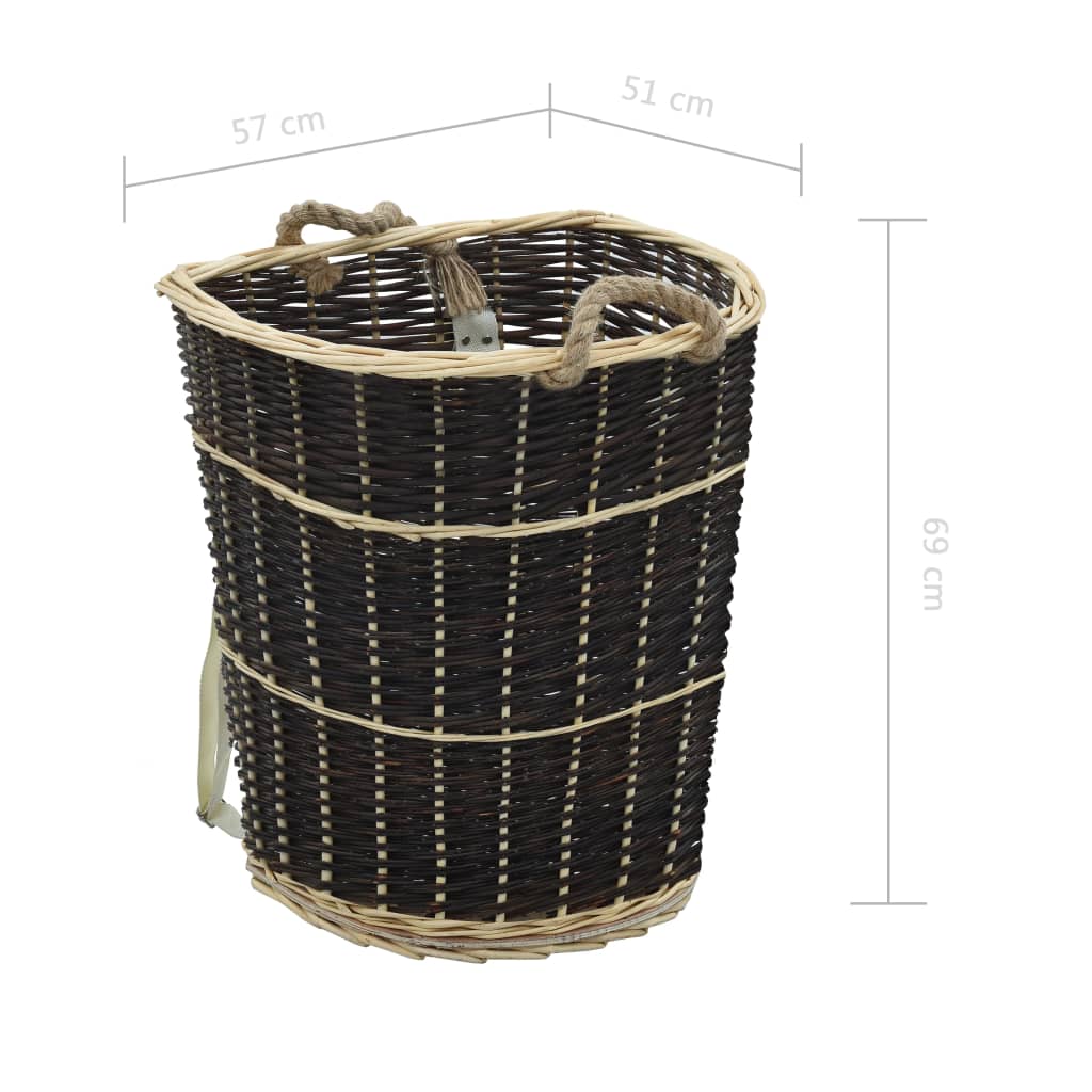Holzkorb mit Trageriemen 57 x 51 x 69 cm Natur Weide