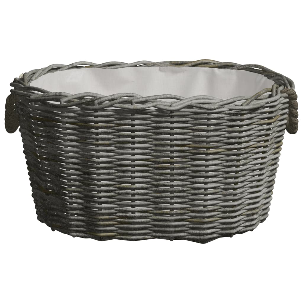 Holzkorb mit Tragegriffen 60x40x28 cm Grau Weide
