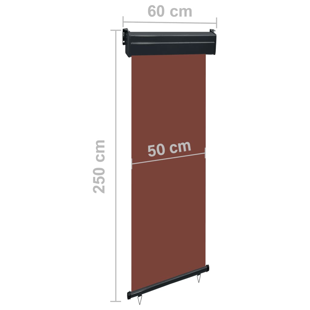 Balkon-Seitenmarkise 60 × 250 cm Braun