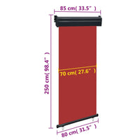 Thumbnail for Balkon-Seitenmarkise 80 × 250 cm Rot