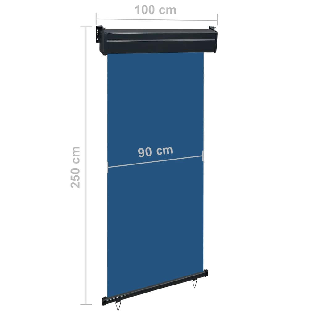 Balkon-Seitenmarkise 100 × 250 cm Blau