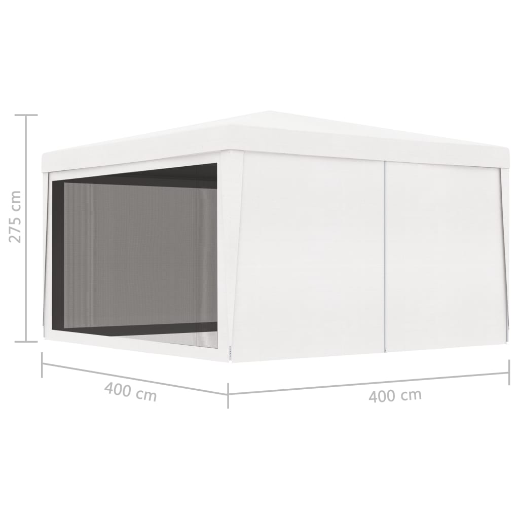 Partyzelt mit 4 Netz-Seitenwänden 4 x 4 m Weiß