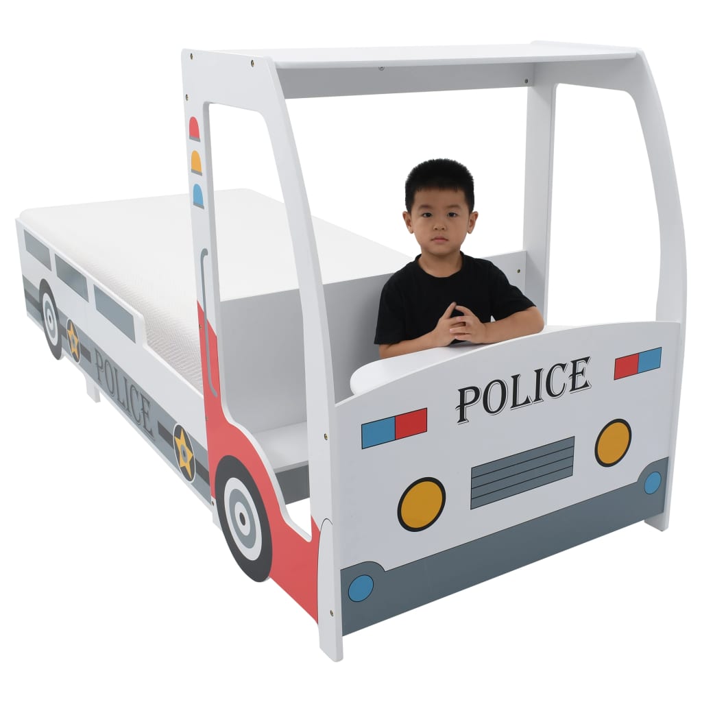 Polizeiauto-Kinderbett mit Matratze 90x200 cm 7 Zone H2 H3