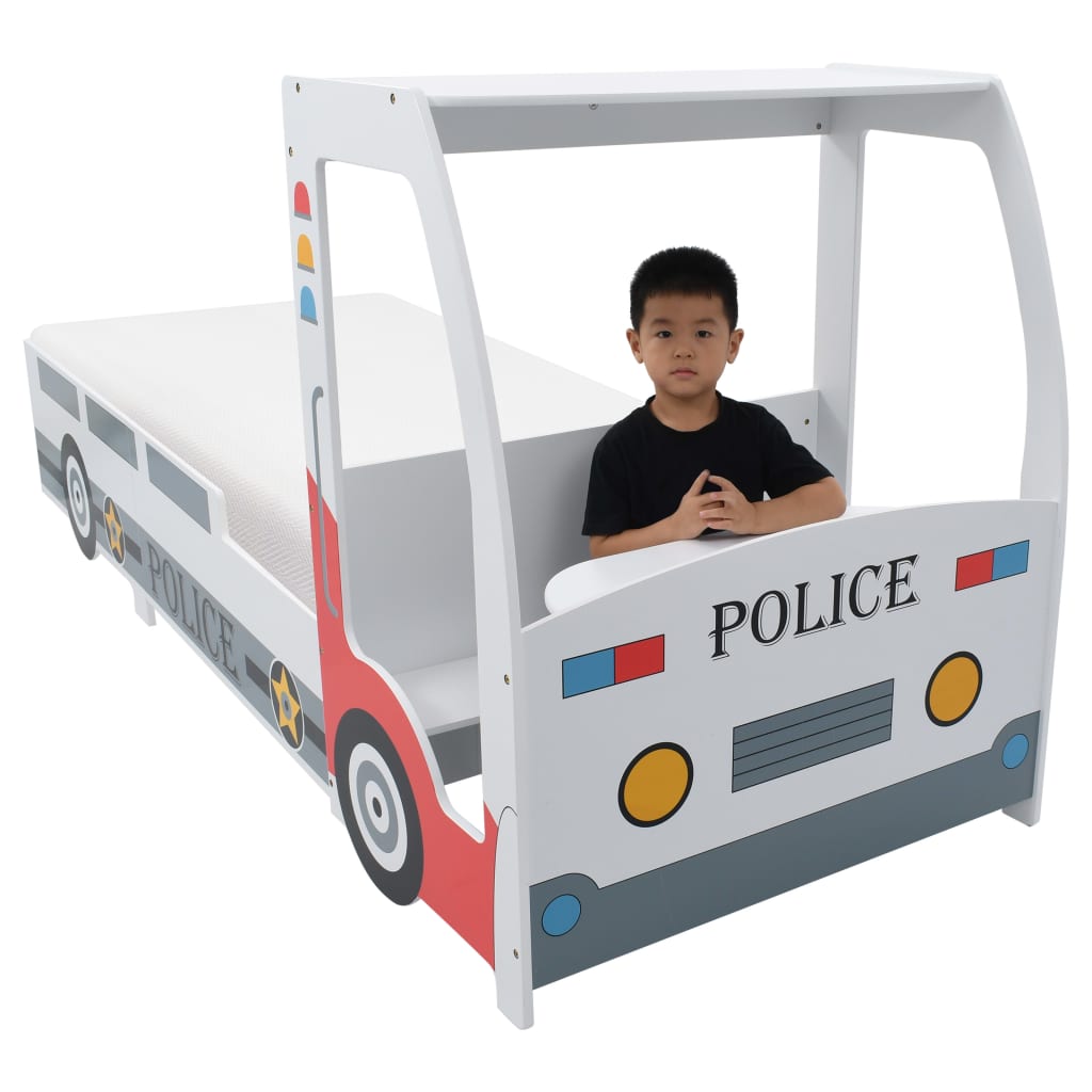 Polizeiauto-Kinderbett mit Matratze 90x200 cm 7 Zone H3