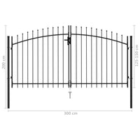Thumbnail for Zauntor Doppelflügel mit Speerspitzen Stahl 3 x 1,5 m Schwarz