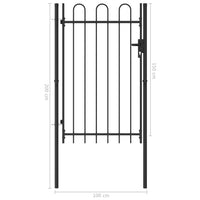 Thumbnail for Zauntor Einzelflügel Gewölbte Spitze Stahl 1 x 1,5 m Schwarz
