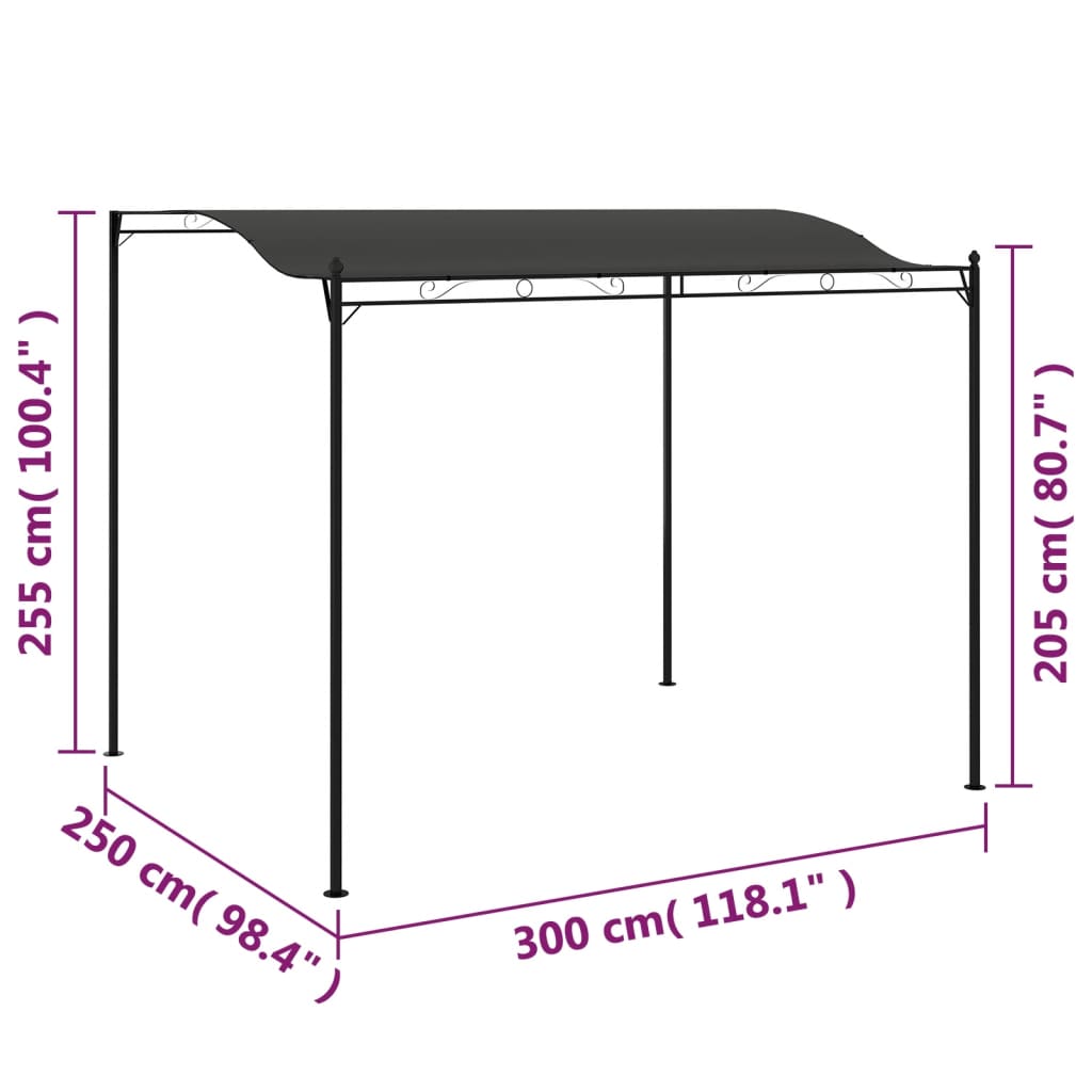 Pavillon 3×2,5 m Anthrazit